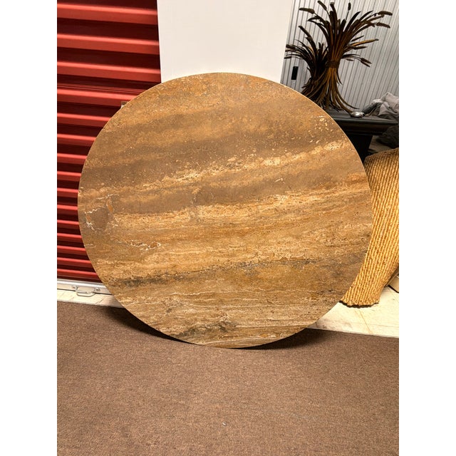 Mid-Century Modern 1960s Travertine and Walnut Dining Table by John Keal for Brown Saltman For Sale - Image 3 of 3