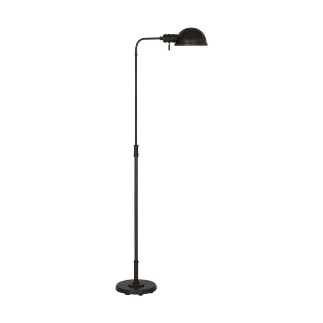 Transitional Chapman & Myers by Visual Comfort Studio Belmont Task Floor Lamp in Aged Iron For Sale - Image 3 of 3