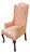 Slender Queen Anne Wing Chair in Peach Silk Damask With Chinoiserie Medallions For Sale