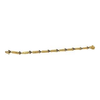 14k Gold Trillion Cut Tanzanite Diamond Tennis Bracelet For Sale