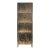 Distressed Black Tan Marks Tall Slim 4 Shelves Closed Doors Storage Cabinet For Sale