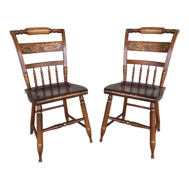 L Hitchcock Harvest Maple Inn Chairs Dining Side Chairs A Pair