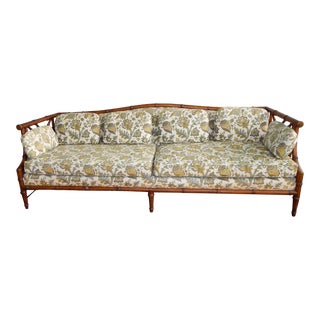 Mid 20th Century Mahogany Faux Bamboo Chinese Chippendale Sofa For Sale