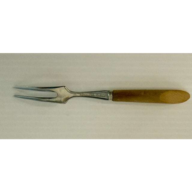 Wood Vintage Japanese Mid-Century Stainless & Wood Cocktail Forks — Set of 12 For Sale - Image 7 of 12