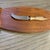 Vintage Ted Arnold LTD Gold & Wood Fish Cheese Board With Knife For Sale - Image 11 of 12