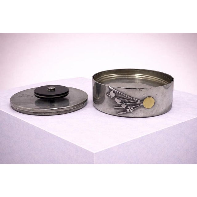 Swedish Art Deco Pewter Coaster Box with Playing Card Motif from GAB, 1930s For Sale - Image 4 of 7