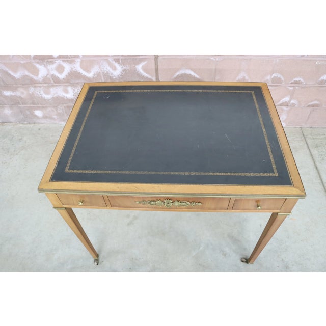 Kittinger Kittinger Leather Top & Ormolu Mounted Game Table For Sale - Image 4 of 11