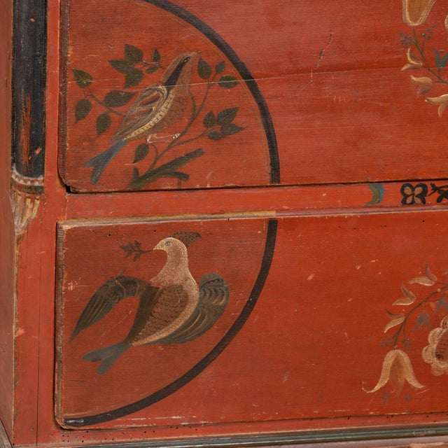 Red 19th Century Original Red-Painted Danish Pine Chest of Five Drawers For Sale - Image 8 of 17