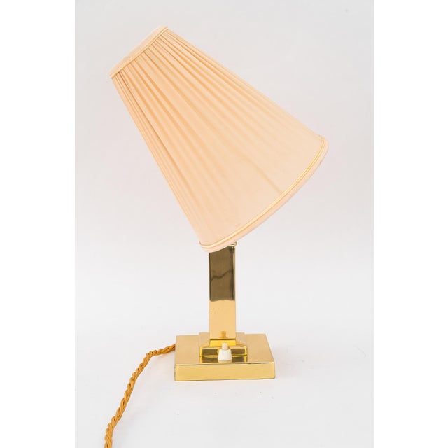 Gold Art Deco Table Lamp with Fabric Shade, Vienna, Austria, 1920s For Sale - Image 8 of 18