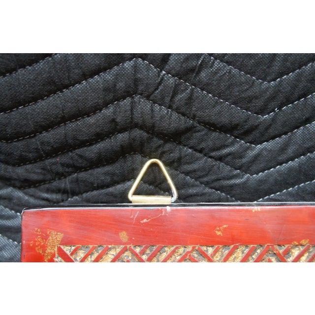 Red Mid 20th Century French Neoclassical Style Red Lacquer Wall Hanging Panels Gold Urns & Figures - Set of 2 For Sale - Image 8 of 12