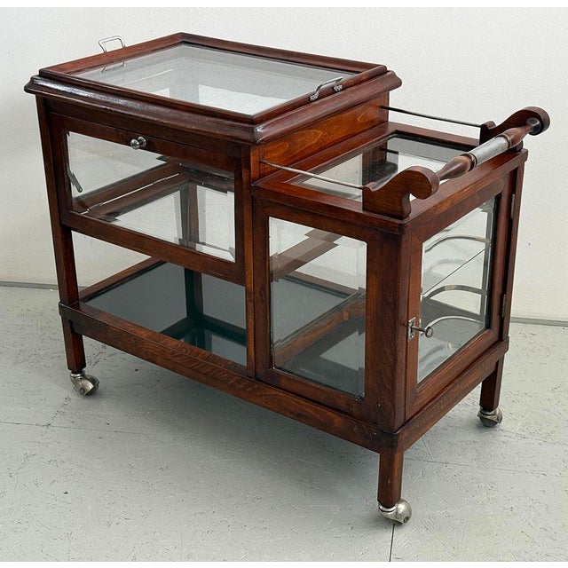 Vintage Serving Trolley with Folding Side Panels and Removable Tray, 1920s For Sale - Image 3 of 10