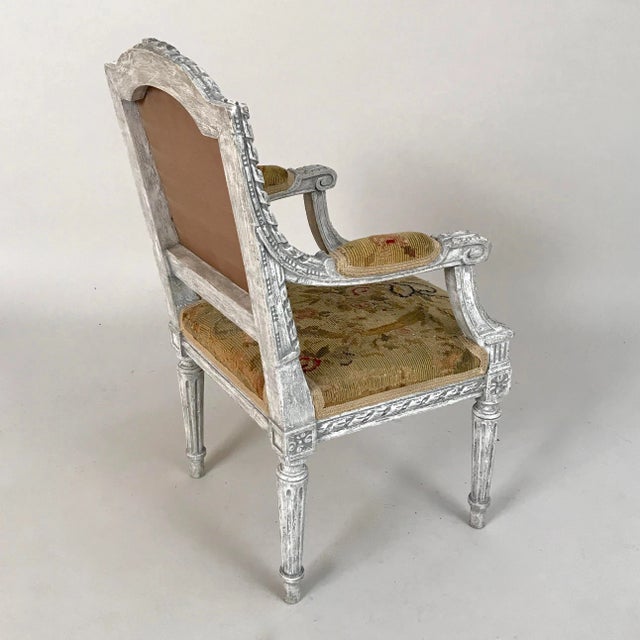 1940s French Louis XVI Style Child's of Doll's Armchair Attributed to Maison Jansen For Sale - Image 9 of 11