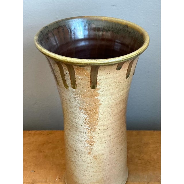 Late 20th Century Vintage Drip Glaze Ceramic Vase For Sale - Image 5 of 12