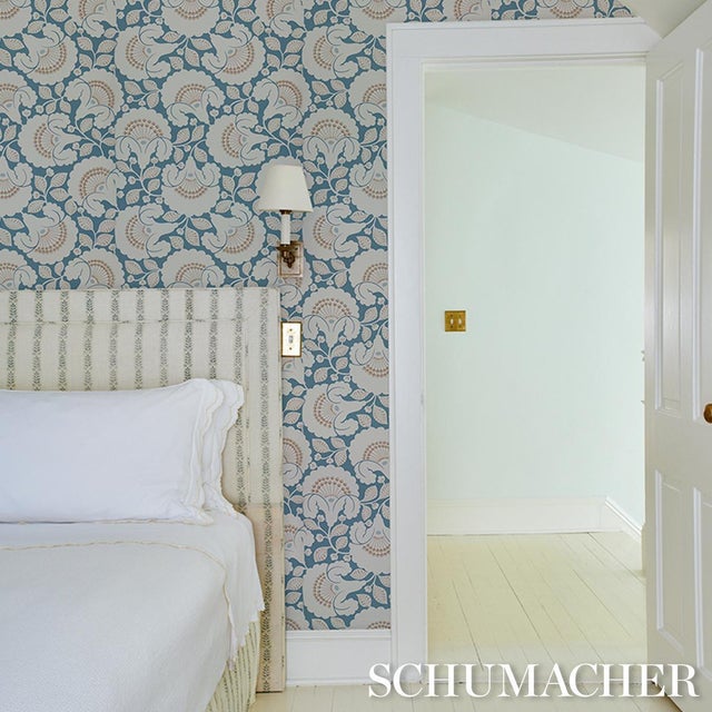 Sample - Schumacher Jackie Wallcovering In Indigo | Chairish
