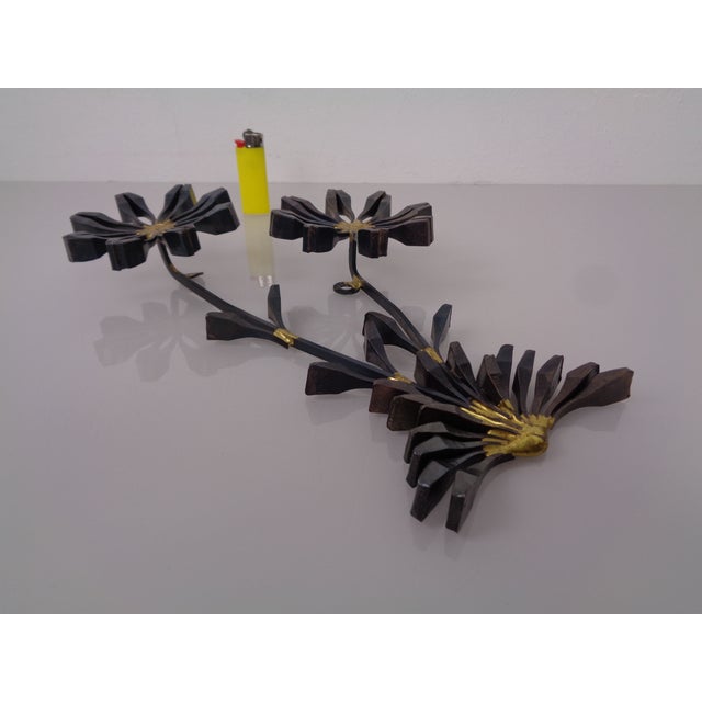 Swedish Brutalist Iron and Gold Flower Wall Sculpture, 1960s For Sale - Image 10 of 18
