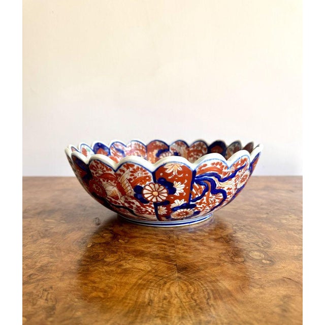 Antique Japanese Imari Scalloped Edge Bowl, 1900 For Sale - Image 6 of 8