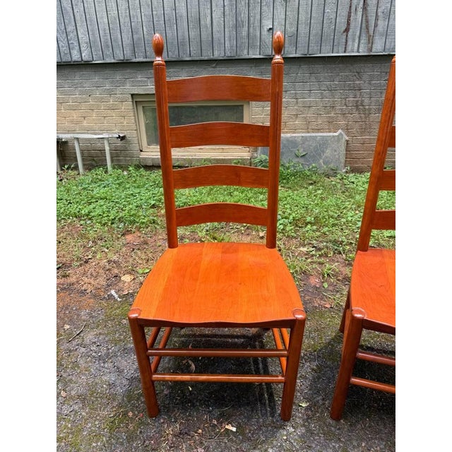 Vintage Shaker Style High Ladder Back Solid Wood Dining Chairs. Set of 4. For Sale - Image 13 of 15