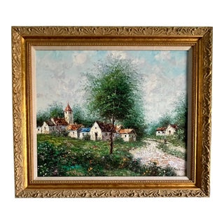 Original European Village Landscape Fine Art Painting - Signed by Theo Rauscher For Sale