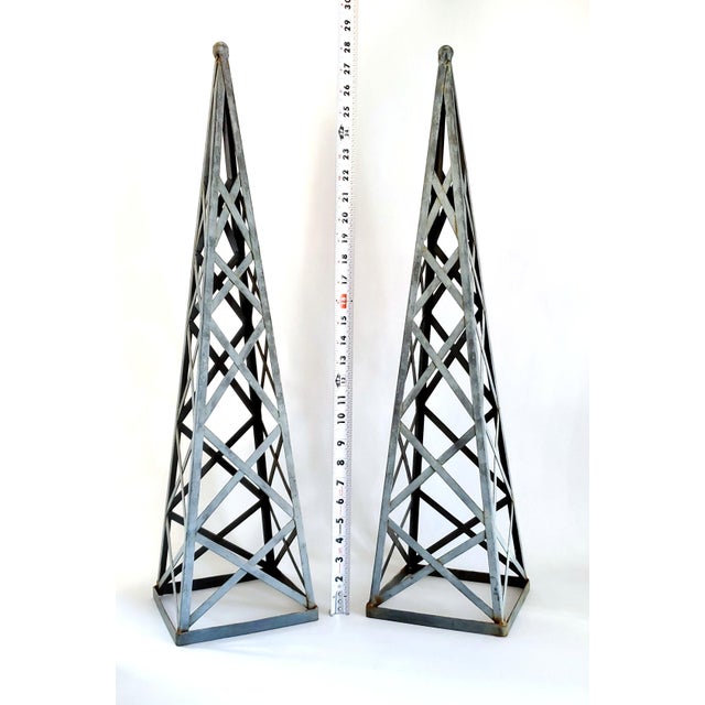 Late 20th Century Obelisk Topiary Trellis Pair - Large For Sale - Image 5 of 9