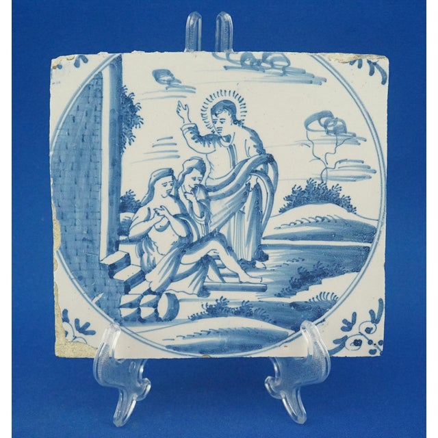 Antique Ceramic Tile from Blue Delft Factory, 1700s For Sale - Image 18 of 18