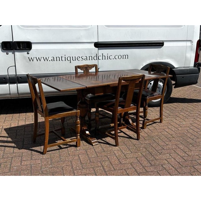 Extendable Draw Leaf Table and Chairs, Set of 5 For Sale - Image 10 of 14