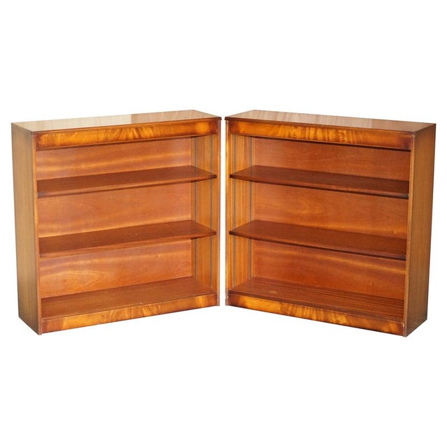 Vintage Bookcases in Flamed Hardwood from Shaws of London, Set of 2 For Sale - Image 17 of 17
