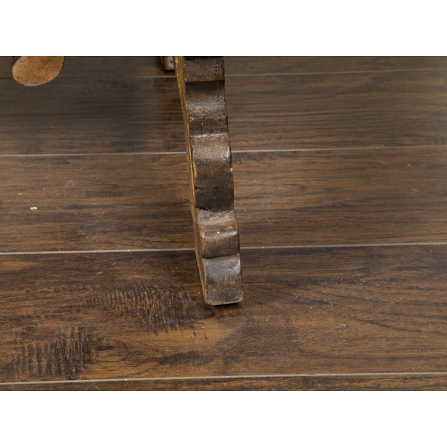 Italian Baroque Style 19th Century Walnut Table with Carved Trestle Base For Sale - Image 4 of 12