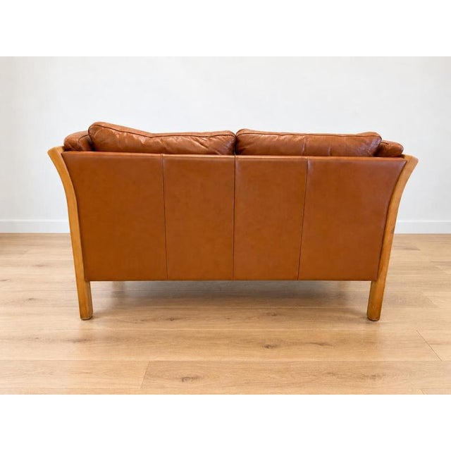 Vintage Danish Two Seater Sofa in Cognac Leather with Oak Frame For Sale - Image 4 of 11