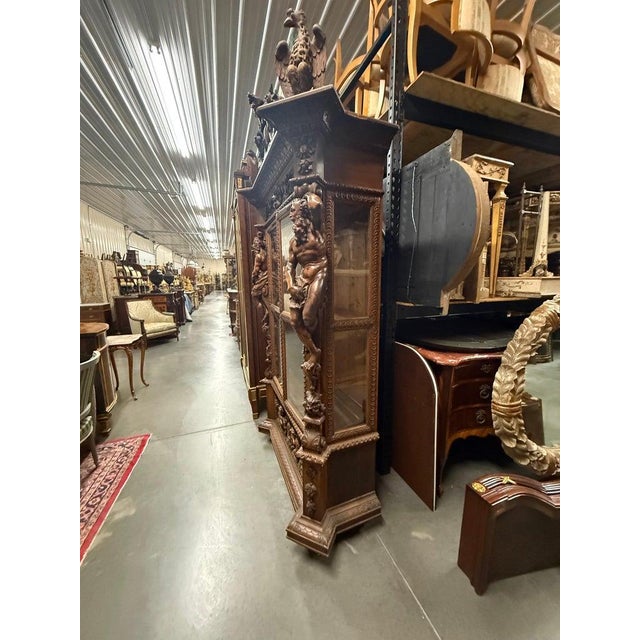 Luigi Frullini Attributed Carved Italian Bookcase Bookshelf Vitrine Circa 1870 For Sale - Image 10 of 11