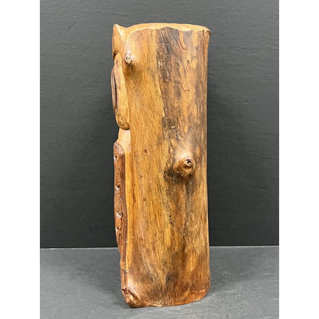 Wood Vintage Carved Solid Wood Owl Sculpture For Sale - Image 7 of 10