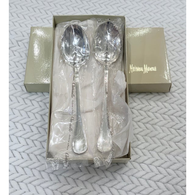 Vintage Christofle Albi Silver-Plated Serving Spoons, Sealed, Set of 2 For Sale - Image 9 of 11