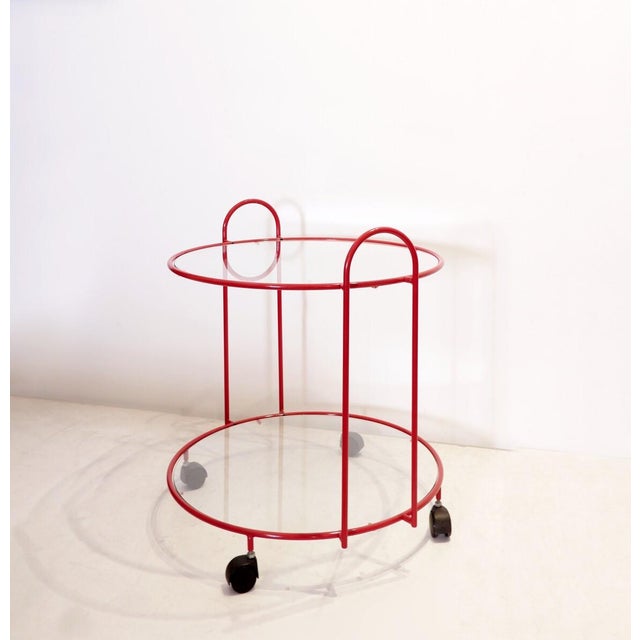 1970s Metal and Glass Serving Cart or Side Table, 1970s For Sale - Image 5 of 10