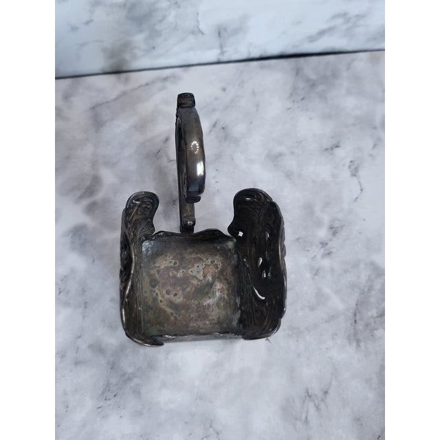 Metal Vintage Pewter Inkwell Holder For Sale - Image 7 of 15