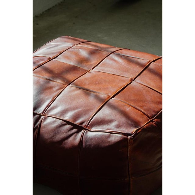 Mid-Century Modern Moroccan Patchwork Leather Ottoman, 1970s For Sale - Image 4 of 18