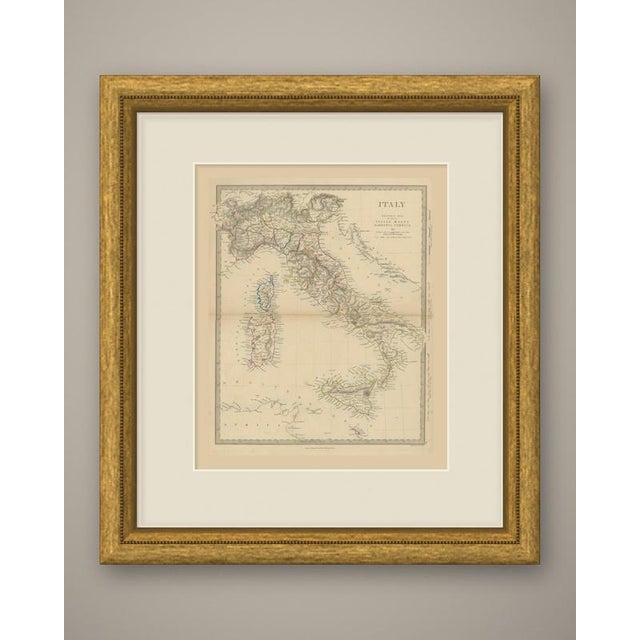 This is an original antique map of italy, a steel engraving colored by hand, titled "italy general map including sicily,...