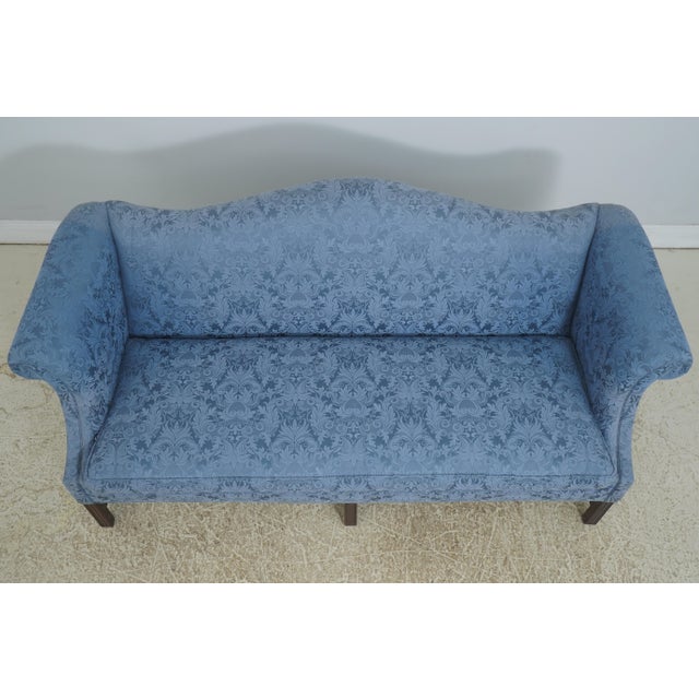 Chippendale Hancock & Moore Chippendale Style Blue Damask Sofa For Sale - Image 3 of 18