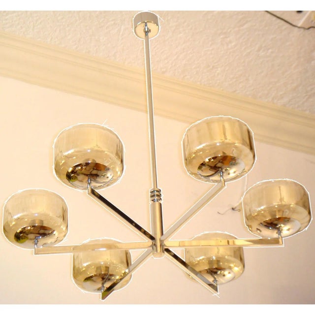 Gaetano Sciolari Vintage Italian Chandelier by Sciolari Glass Shades For Sale - Image 4 of 6