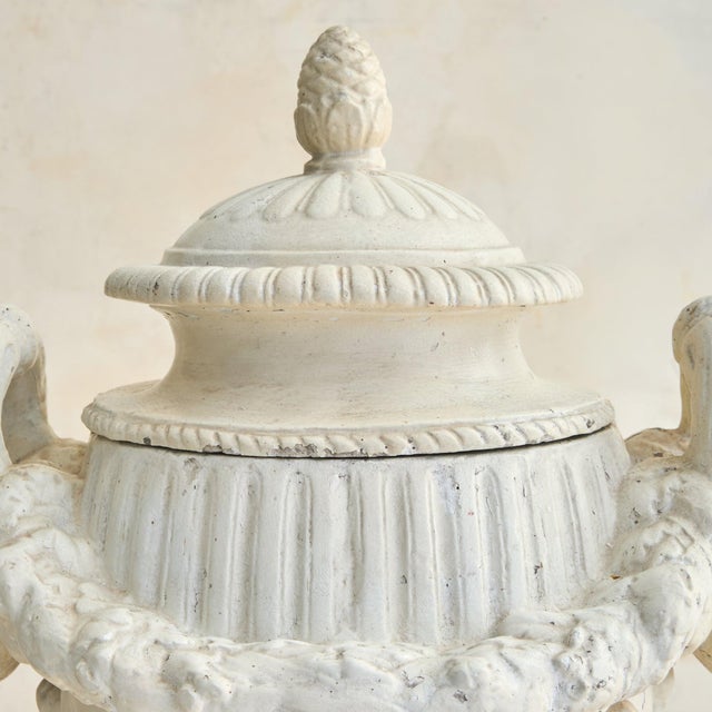 Vintage Italian Neoclassical Plaster Urn with Handles - 2 Available For Sale - Image 9 of 11