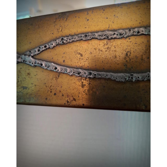 Brutalist Brass and Pewter Mirror attributed to Jean Goardere, France, 1970s For Sale - Image 16 of 17
