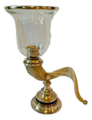 1970's Chapman Brass & Faux Ram Horn Hurricane Lantern