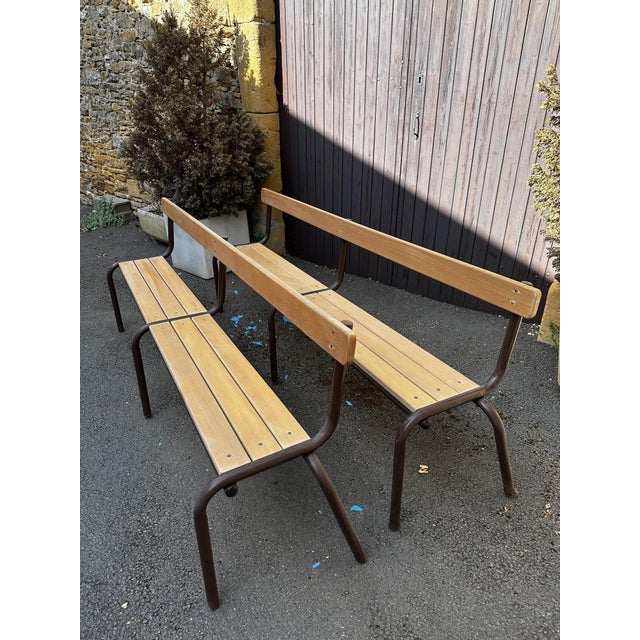Vintage School Benches, 1970s, Set of 2 For Sale - Image 4 of 10