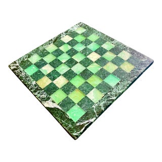 Vintage Variegated Green Marble Chess Board For Sale