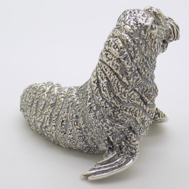 Vintage Italian Handmade Genuine Silver Walrus Figurine Sculpture by Cerreti For Sale - Image 10 of 15