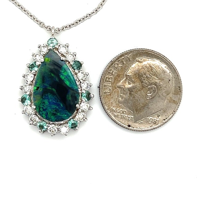 Natural Opal Diamond Pendant W/ Gold Chain 3.25 TCW GIA Certified For Sale - Image 11 of 12