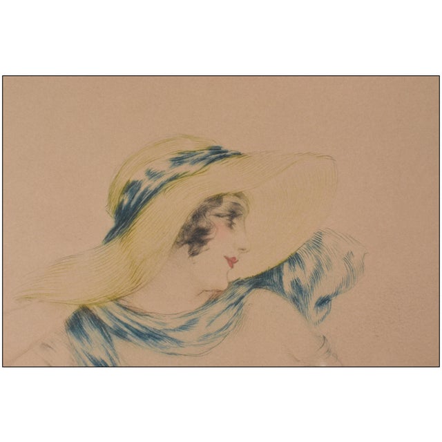Louis Icart 1929 Hydrangeas Art Deco Hand-Colored Etching and Aquatint Louis Icart For Sale - Image 4 of 9