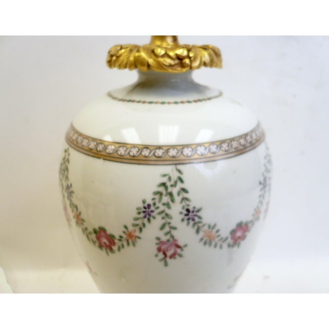 Metal Gilt Bronze Mounted Chinese Export Porcelain Lamp by E F Caldwell For Sale - Image 7 of 10