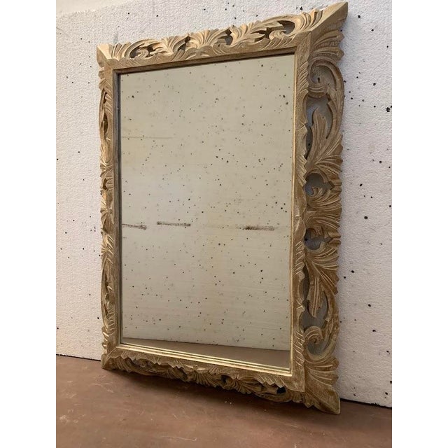 Carved and Openwork Patinated Wooden Mirror, 1900s For Sale - Image 6 of 8
