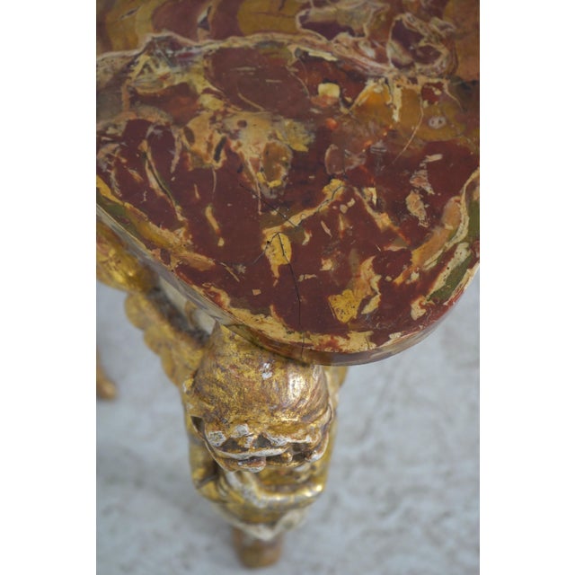 19th Century Antique Italian Rococo Marble Top Console Table For Sale - Image 5 of 15