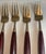 Mid-Century Modern Mid 20th Century Rosewood & Brass Small Desert H'Ordreves Forks Flatware Set of 5 For Sale - Image 3 of 11