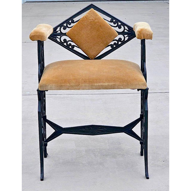 Beige Vintage Art Deco Cast Iron “Paradise Bird” Vanity Chair / Dressing Stool For Sale - Image 8 of 18